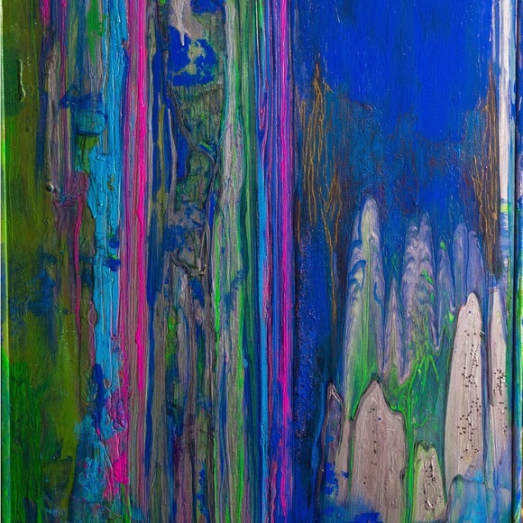 The other side, large, abstract sparkly, colorful, wall art, original painting - Picture 3 of 4